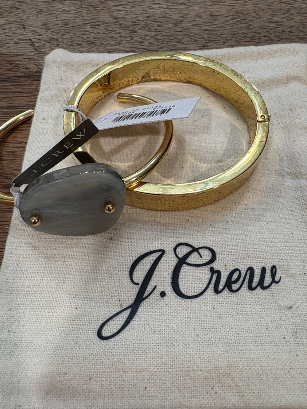 J. Crew Gold Bracelet and Gray Stone Stack NWT